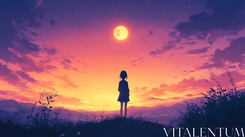 AI ART Girl under the moonlight