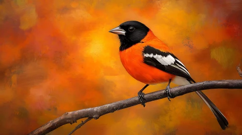 Orange Bird on Branch