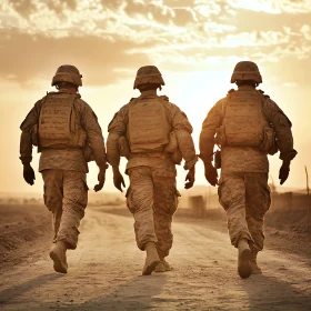 Military Men in Uniform at Sunset