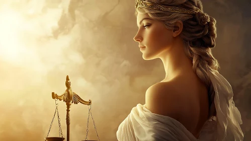 Golden Lady Justice with Scales