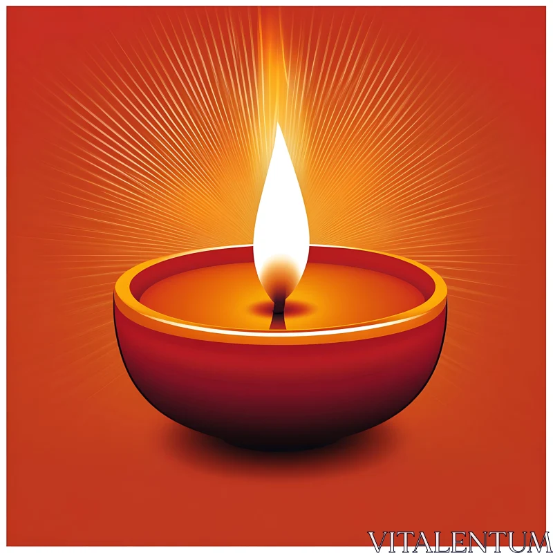 Glowing Candle in Bowl AI Image