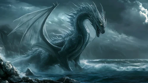 Fantasy Dragon by the Ocean