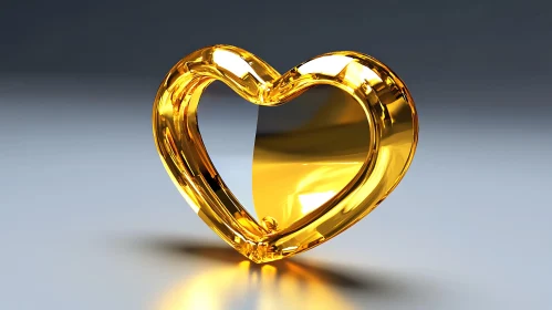 Radiant Golden Heart Sculpture