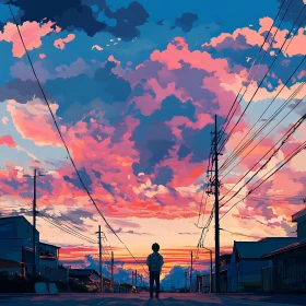 Pink Sunset in Cityscape