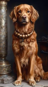 Noble Golden Retriever with Gold Collar