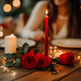 Intimate Dinner Setting with Roses