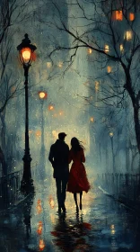 City Romance: A Couple's Night Walk