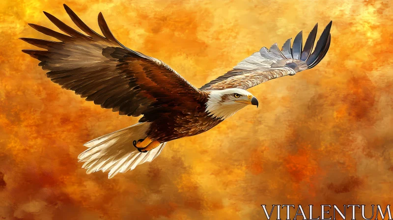 AI ART Eagle Soaring in Gold