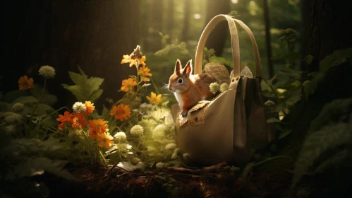 Squirrel Portrait in Woodland Scene