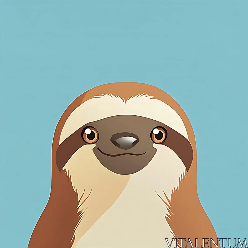 Cute Sloth with Expressive Eyes Illustration AI Image