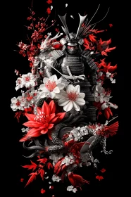 Floral Dragon Samurai Portrait