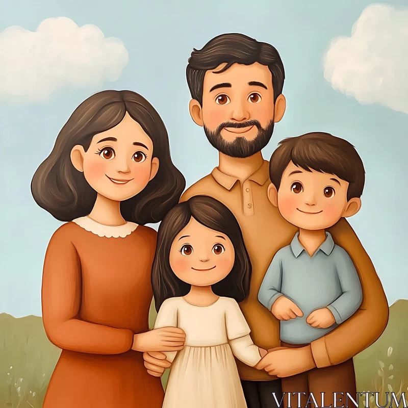 AI ART Cartoon Family Togetherness