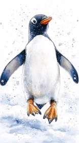 Graceful Watercolor Penguin Illustration