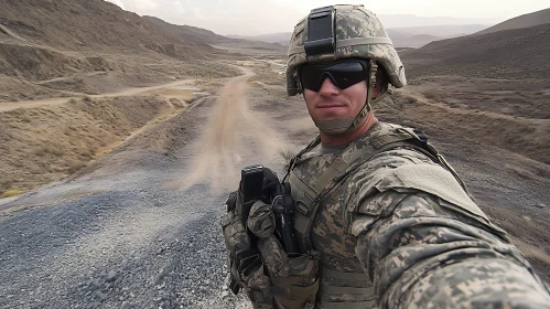 Man in Military Uniform Selfie
