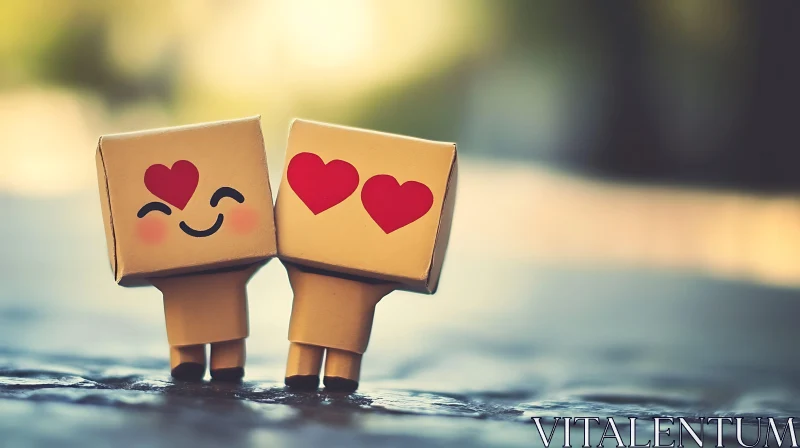 AI ART Cardboard Love: A Sweet Friendship Image