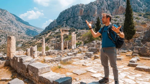 Man at Ancient Ruins