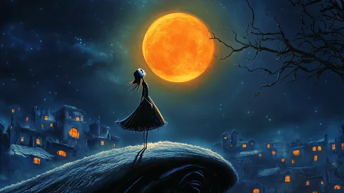 Moonlit Town Silhouette