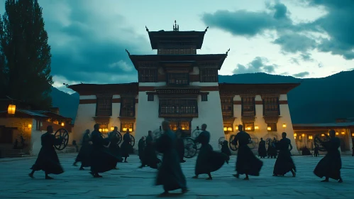 Monks Performing Ritual in Bhutan