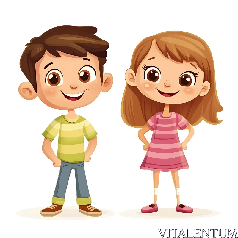 AI ART Cartoon Boy and Girl Illustration