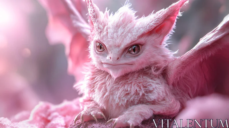 AI ART Fluffy Pink Dragon with Wings