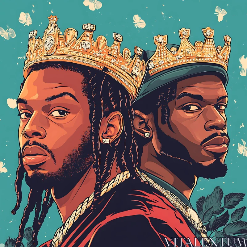 AI ART Two Crowned Figures in Cartoon Style