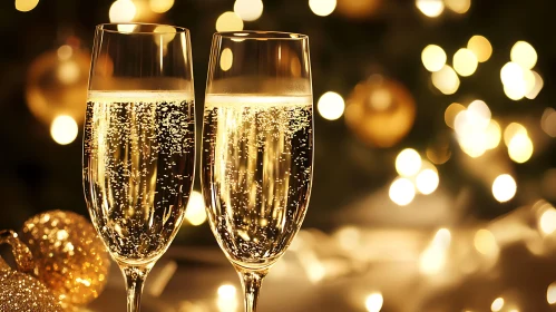 Golden Champagne Glasses Festive Mood