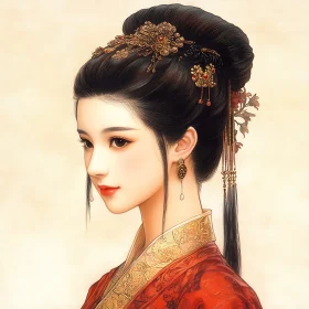 Classic Beauty: A Woman's Portrait in Red