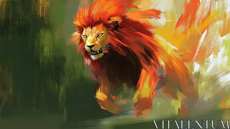 Fierce Lion Portrait AI Image