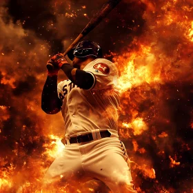 Baseball Player in Flames