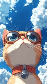 Whimsical Anime Cat Skyward Gaze