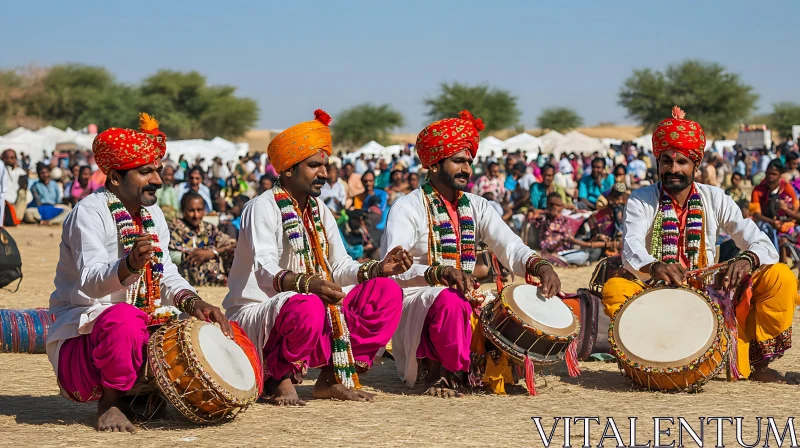 AI ART Folk Musicians Playing Drums at Celebration