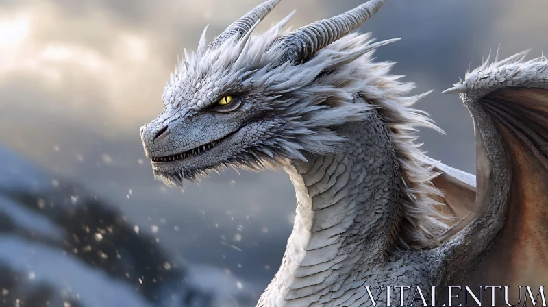 AI ART Fantasy Dragon Art: White Scale Majesty