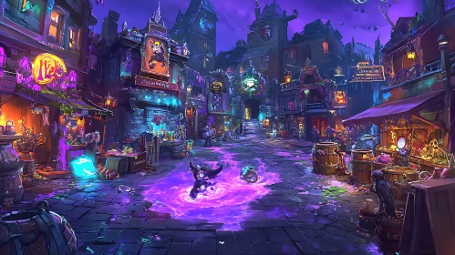 Magical Town at Night