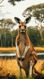 Poised Kangaroo Amidst Nature