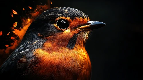 Orange Bird with Fiery Glow
