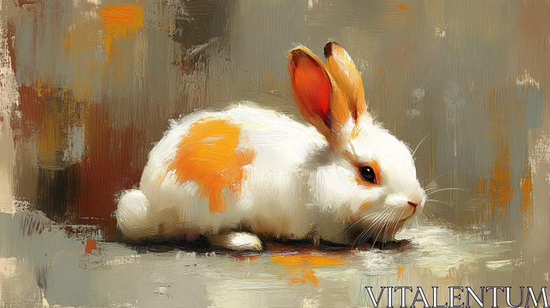 Textured Canvas Bunny Art AI Image