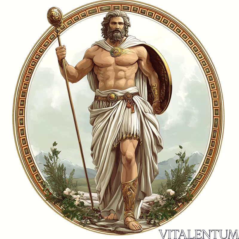 Majestic Zeus: Illustration of the King of Gods AI Image