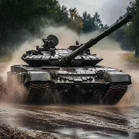 Military Tank in Action