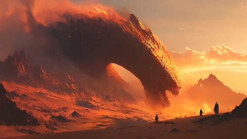 Fantasy Dragon in Desert Scenery