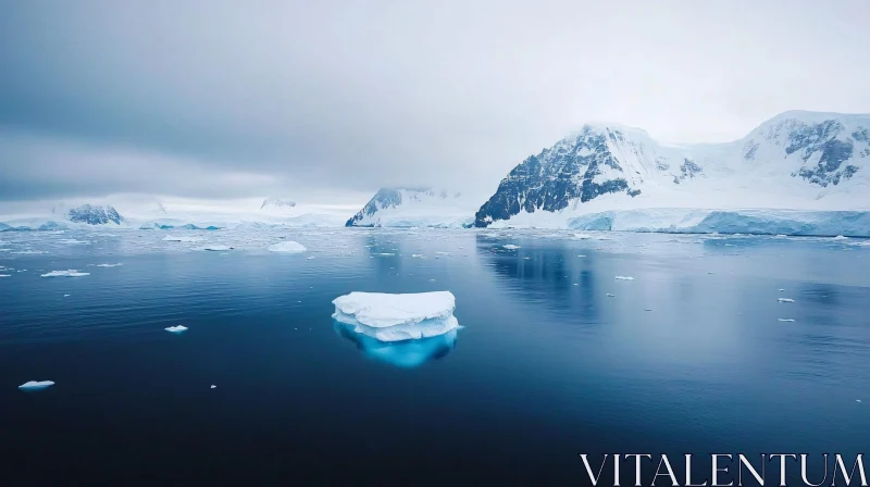 AI ART Tranquil Arctic Iceberg Landscape