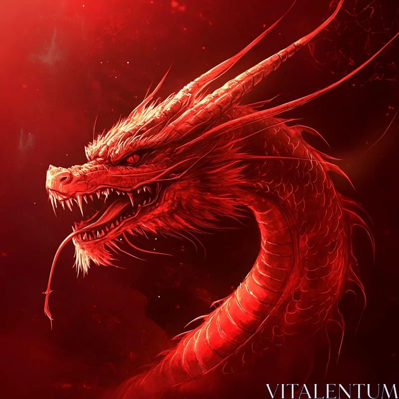 AI ART Crimson Dragon: Fantasy Art Illustration