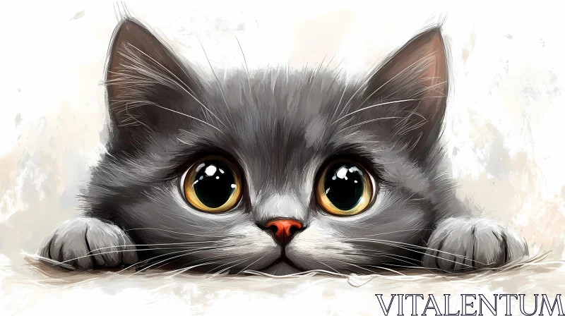 Charming Kitten with Big Eyes AI Image