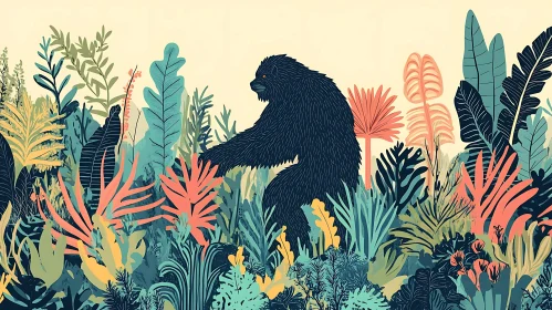 Sasquatch Among Tropical Plants Digital Art