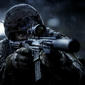 Camouflaged Warrior Ready for Battle
