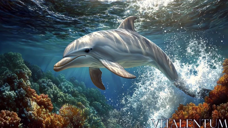 Dolphin Swimming in Ocean Waters AI Image