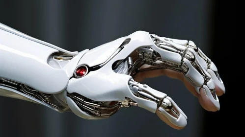 Delicate White Robot Hand Holding Metal - Eye-Catching Detail
