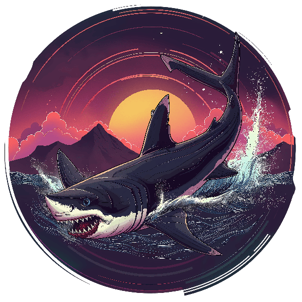 Shark and Sunset Illustration POD Design