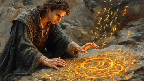 Enchanting Painting of a Young Man in a Brown Robe