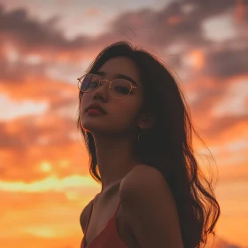 Portrait of Woman at Sunset Hour