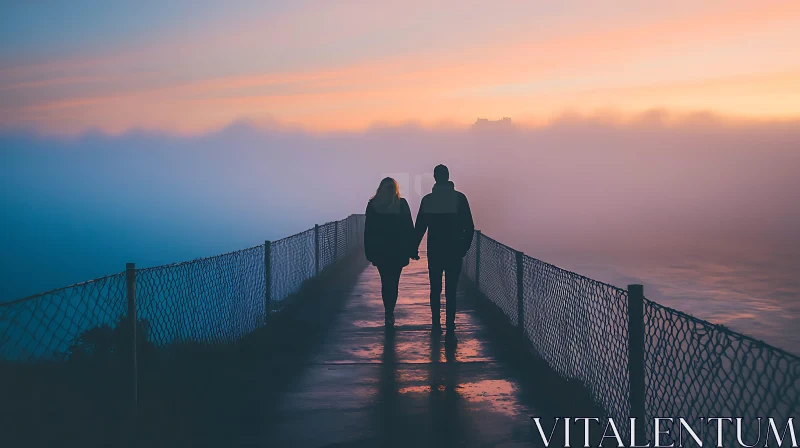 AI ART Couple Walking into Sunset